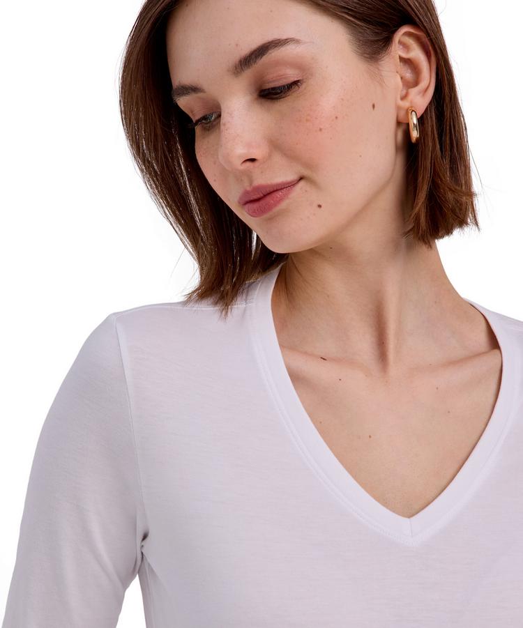 Falke Falke Pima Jersey V-Neck T-Shirt Damen - white (2000) - 3 | SportScheck