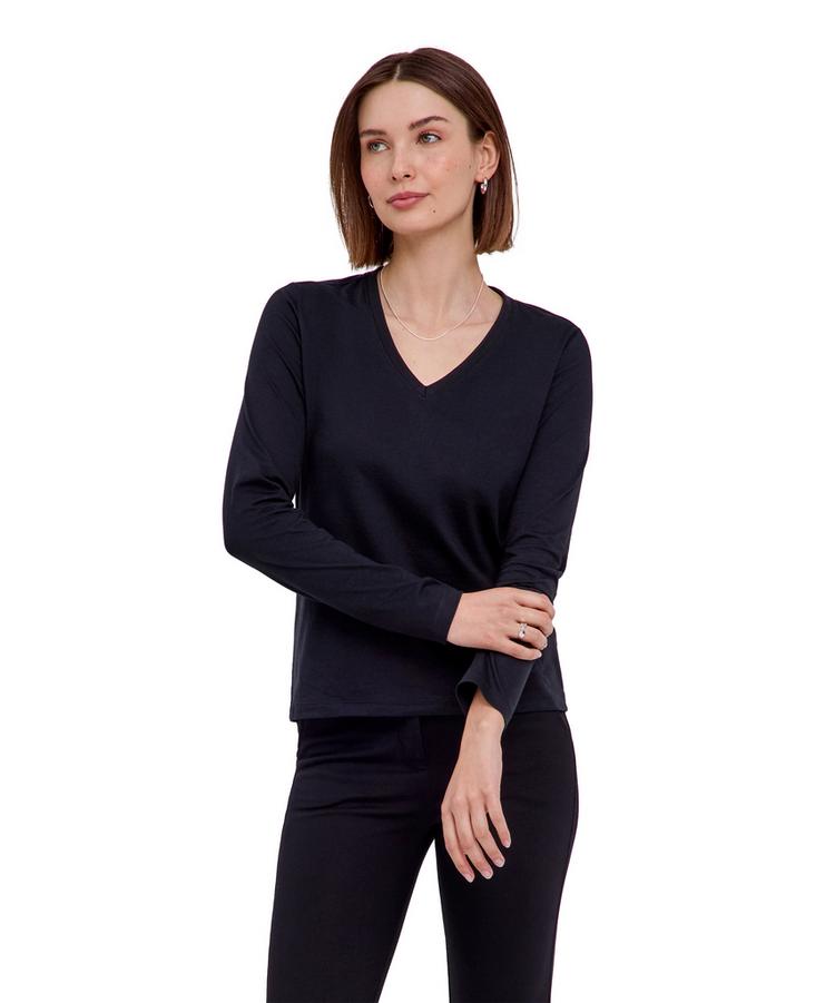 Falke Falke Pima Jersey V-Neck T-Shirt Damen - black (3000) - 0 | SportScheck