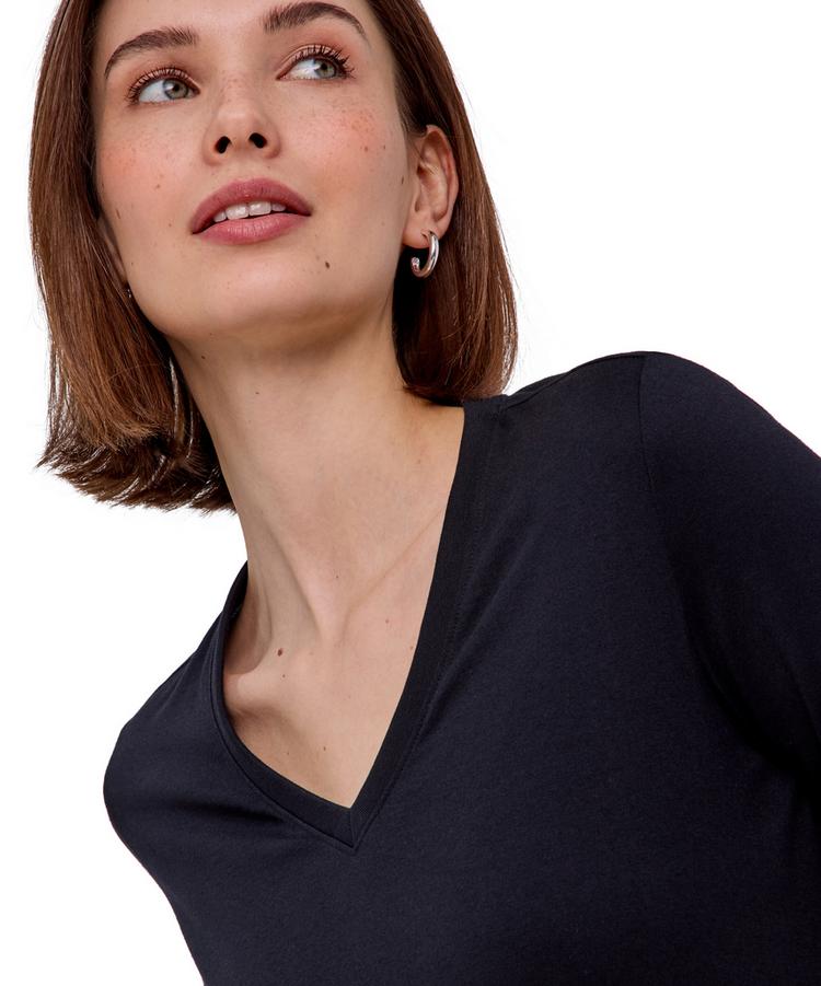 Falke Falke Pima Jersey V-Neck T-Shirt Damen - black (3000) - 2 | SportScheck
