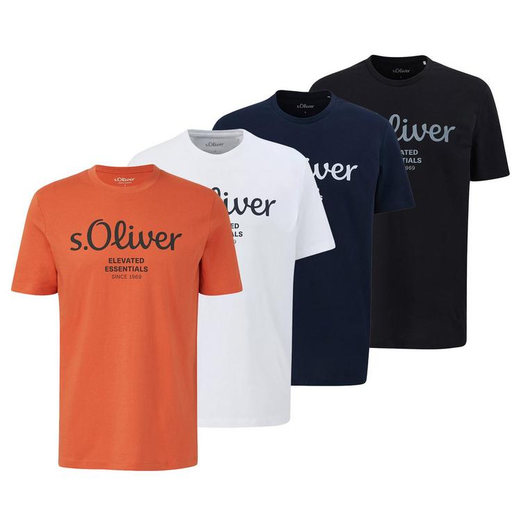S.OLIVER S.OLIVER T-Shirt T-Shirt Herren - Orange/Wei&szlig;/Dunkelblau/Schwarz - 0 | SportScheck