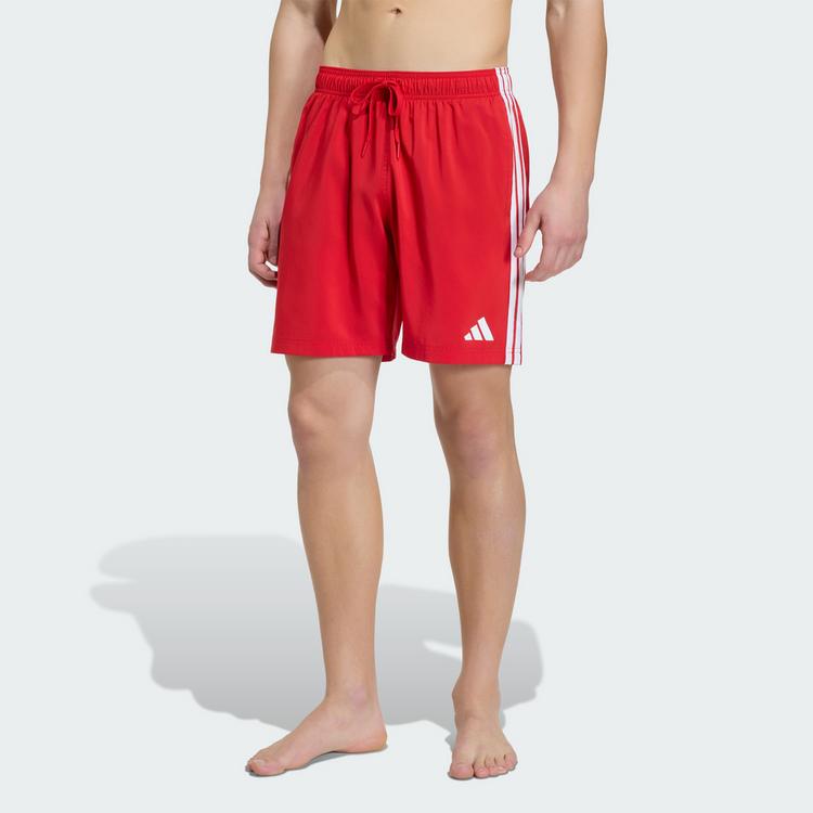 adidas adidas 3-STREIFEN BADESHORTS, 20,5 CM Badehose Herren - Better Scarlet / White - 0 | SportScheck