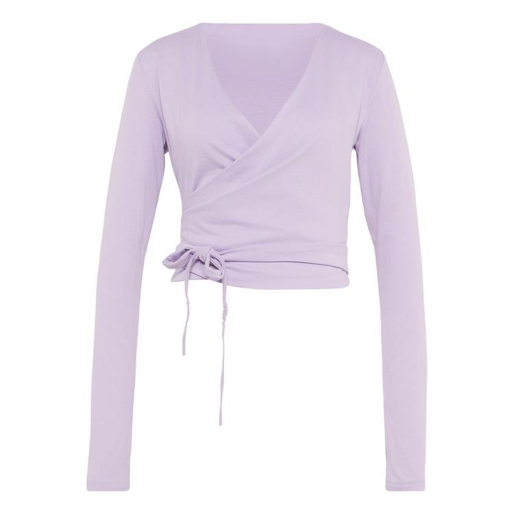 adidas adidas 3-STREIFEN STUDIO SOFT BALLETT WICKELTOP Funktionsshirt Damen - Powder Plum / Pure Lemon - 0 | SportScheck