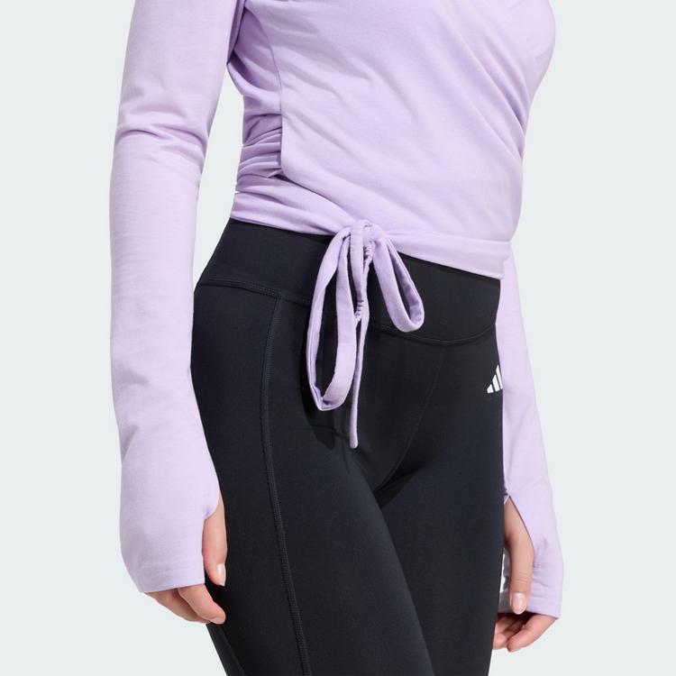adidas adidas 3-STREIFEN STUDIO SOFT BALLETT WICKELTOP Funktionsshirt Damen - Powder Plum / Pure Lemon - 1 | SportScheck