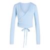 adidas 3-STREIFEN STUDIO SOFT BALLETT WICKELTOP Funktionsshirt Damen - Glow Blue / Earth Strata