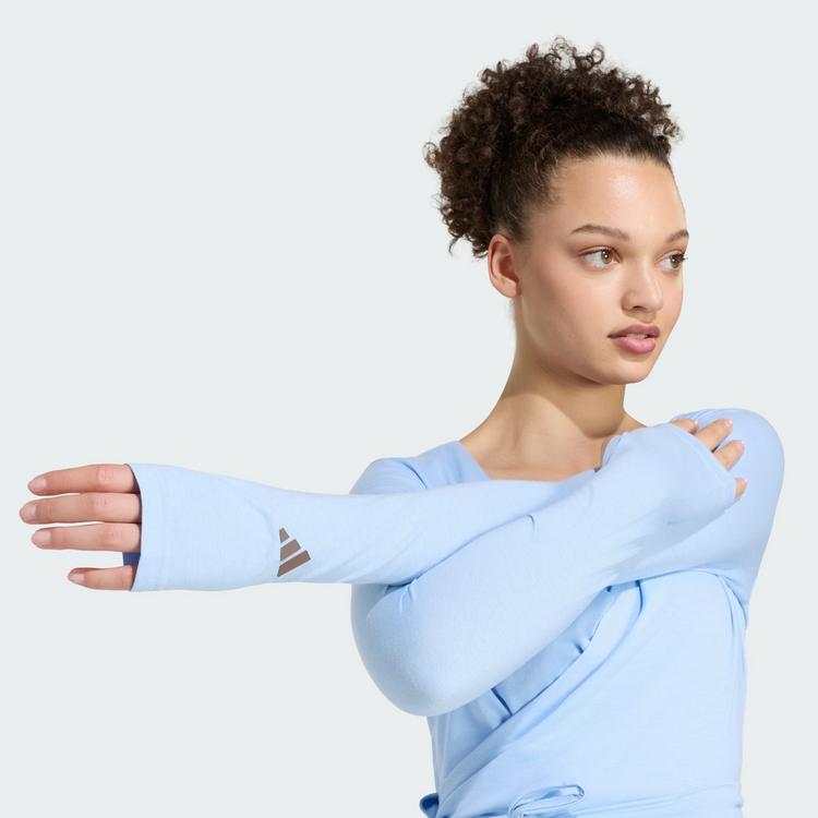 adidas adidas 3-STREIFEN STUDIO SOFT BALLETT WICKELTOP Funktionsshirt Damen - Glow Blue / Earth Strata - 0 | SportScheck