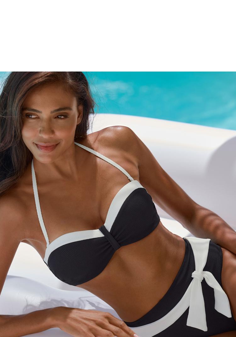 Lascana Lascana B&uuml;gel-Bandeau-Bikini-Top Bikini Oberteil Damen - schwarz-creme - 0 | SportScheck