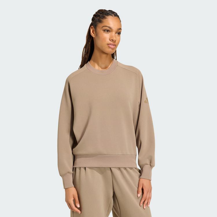 adidas adidas SOFT LUX SWEATSHIRT, LOCKER GESCHNITTEN Sweatshirt Damen - Khaki Six - 0 | SportScheck