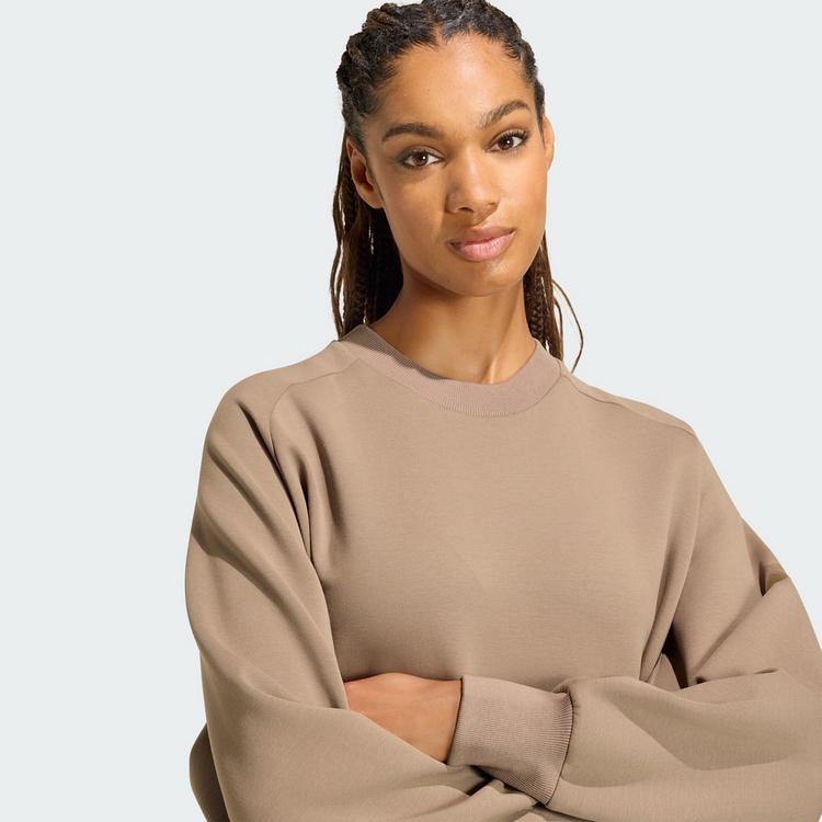 adidas adidas SOFT LUX SWEATSHIRT, LOCKER GESCHNITTEN Sweatshirt Damen - Khaki Six - 0 | SportScheck