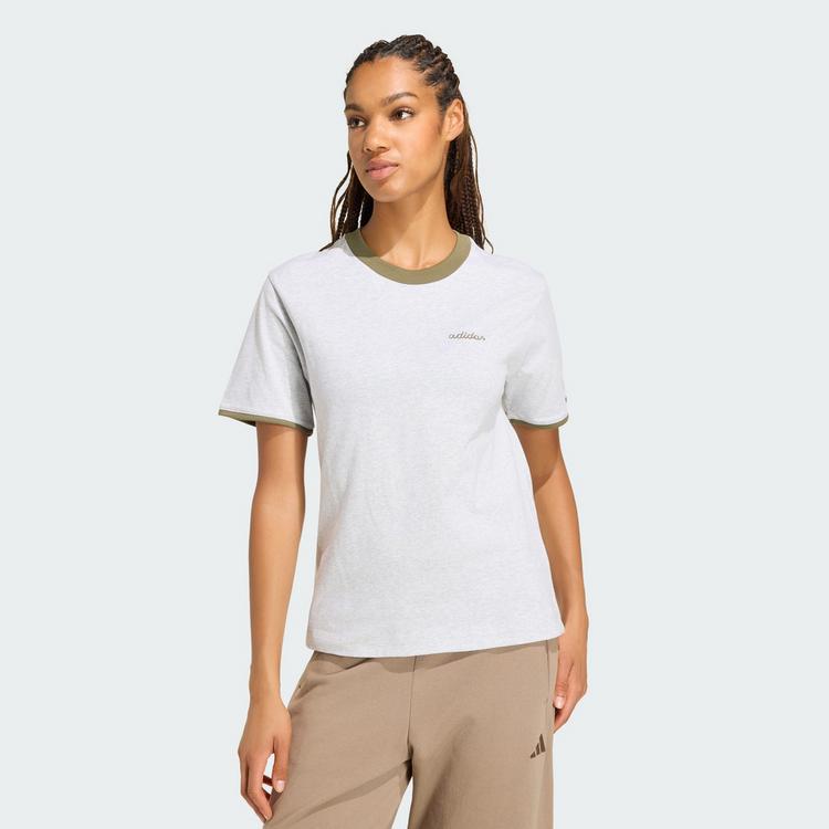 adidas adidas Seasonal Essentials Colorpop T-Shirt Funktionsshirt Damen - Light Grey Heather / Olive Strata - 0 | SportScheck