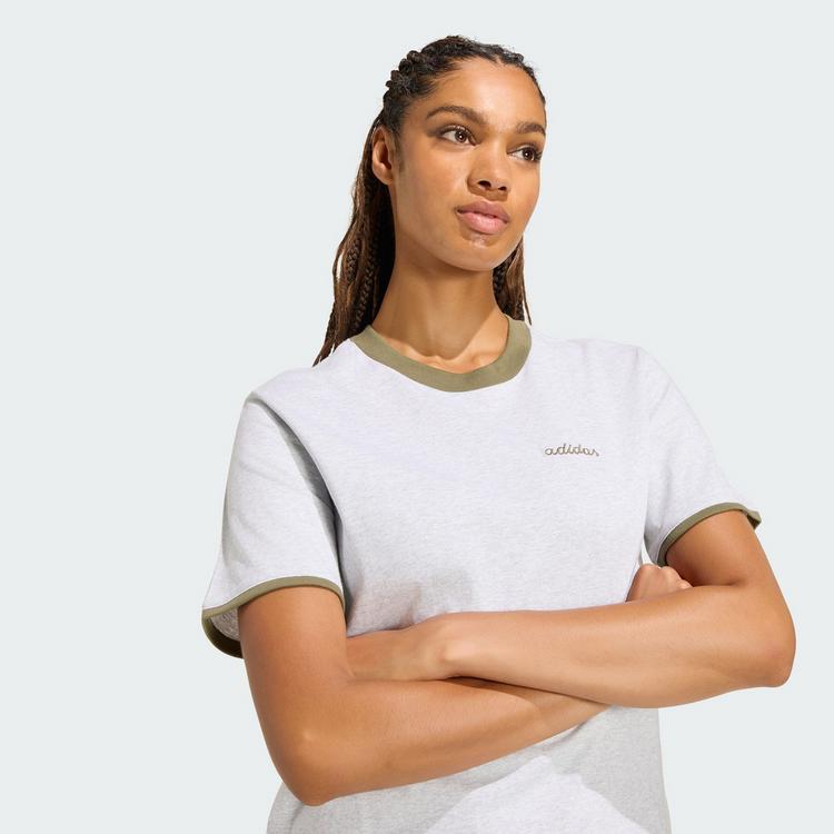 adidas adidas Seasonal Essentials Colorpop T-Shirt Funktionsshirt Damen - Light Grey Heather / Olive Strata - 0 | SportScheck