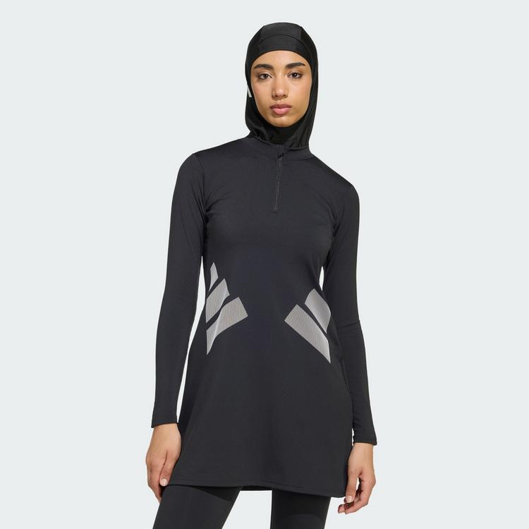 adidas adidas LANGARM-SCHWIMMTOP, LOGO Badeanzug Damen - Black / White - 0 | SportScheck