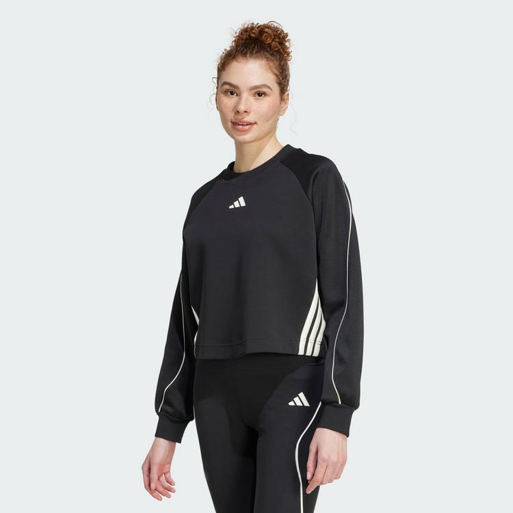 adidas adidas Stadium 3-Streifen Sweatshirt mit Sweatshirt Damen - Black / Off White - 0 | SportScheck
