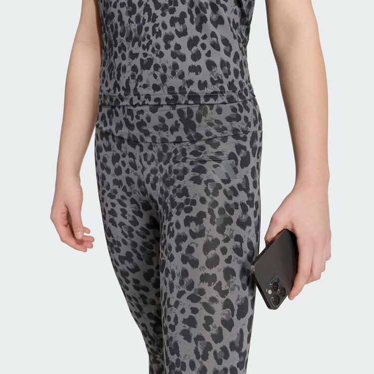 adidas adidas SPORTLEGGINGS MIT ANIMALPRINT Leggings Kinder - Grey Four / Grey Six / Black / Grey Six - 0 | SportScheck