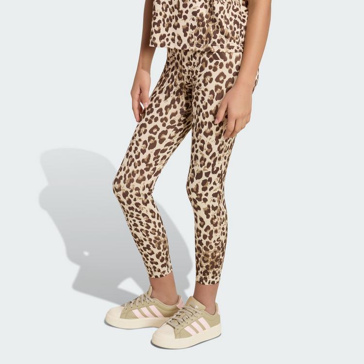 adidas adidas SPORTLEGGINGS MIT ANIMALPRINT Leggings Kinder - Crystal Linen / Khaki Six / Dark Brown / Dark Brown - 0 | SportScheck