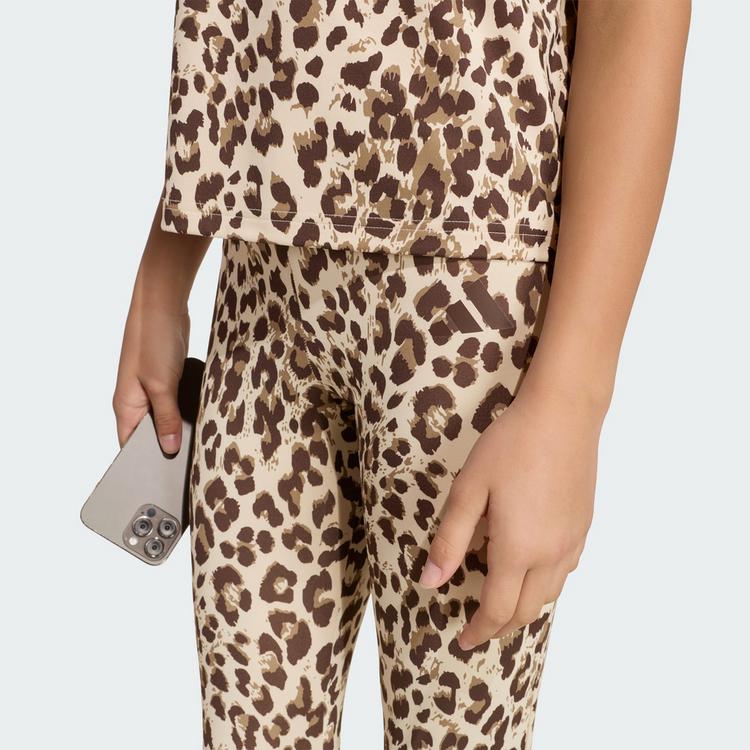 adidas adidas SPORTLEGGINGS MIT ANIMALPRINT Leggings Kinder - Crystal Linen / Khaki Six / Dark Brown / Dark Brown - 0 | SportScheck