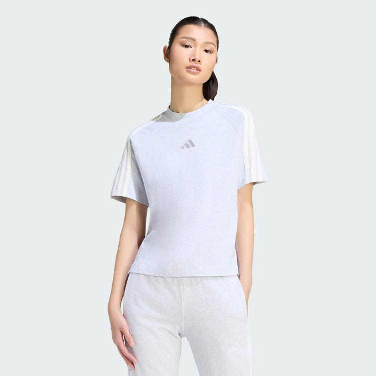 adidas adidas ADIDAS KIT 3-STREIFEN T-SHIRT T-Shirt Damen - Light Grey Heather / Off White - 0 | SportScheck