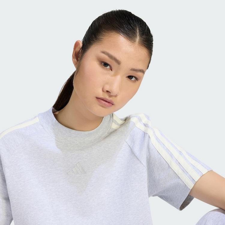 adidas adidas ADIDAS KIT 3-STREIFEN T-SHIRT T-Shirt Damen - Light Grey Heather / Off White - 1 | SportScheck