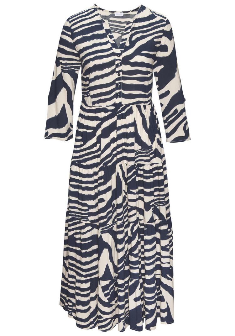 Lascana Lascana Maxikleid Maxikleid Damen - creme-graublau bedruckt - 0 | SportScheck
