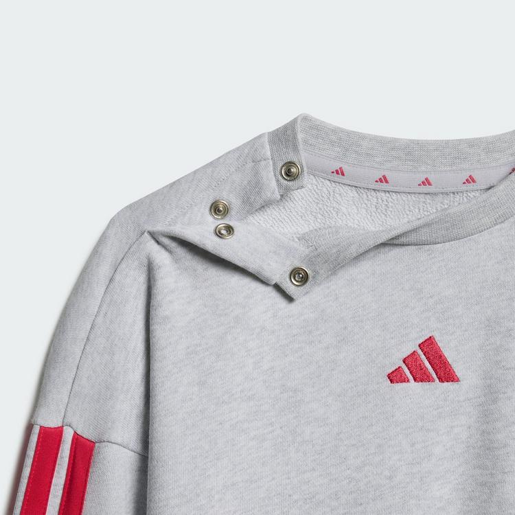 adidas adidas Essentials Kids Jogginganzug Trainingsanzug Kinder - Light Grey Heather / Power Pink - 0 | SportScheck