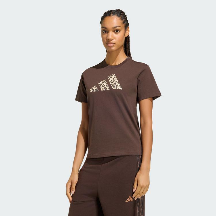 adidas adidas GRAPHIC T-SHIRT MIT ANIMALPRINT T-Shirt Damen - Dark Brown - 0 | SportScheck