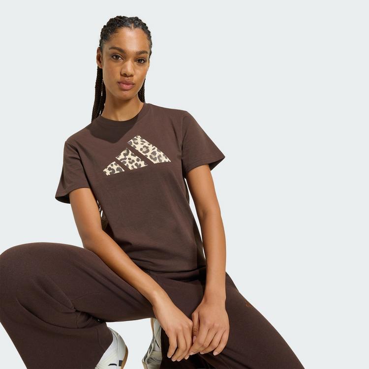 adidas adidas GRAPHIC T-SHIRT MIT ANIMALPRINT T-Shirt Damen - Dark Brown - 0 | SportScheck