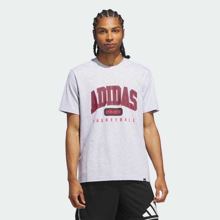 adidas adidas Collegiate Grafik T-Shirt Basketball Shirt Herren - Light Grey Heather - 0 | SportScheck