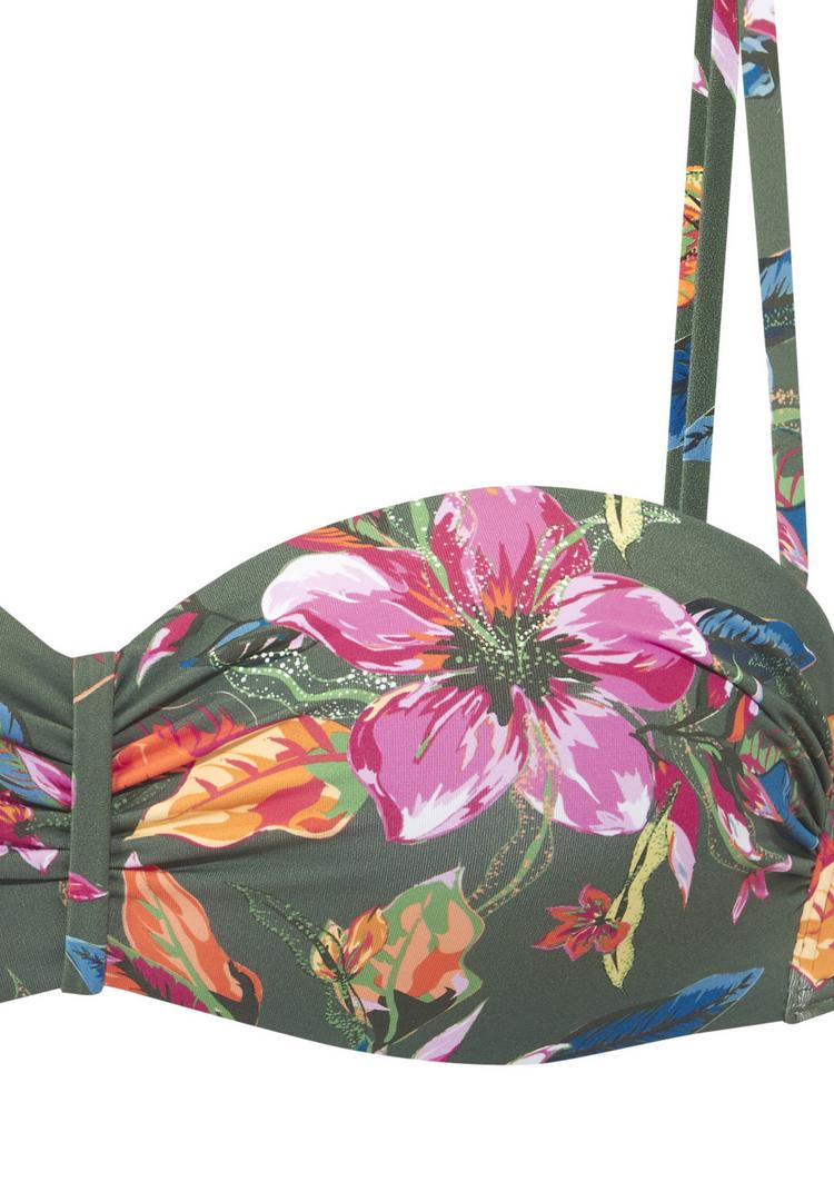 Lascana Lascana B&uuml;gel-Bandeau-Bikini-Top Bikini Oberteil Damen - oliv bedruckt - 0 | SportScheck