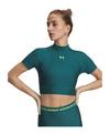Under Armour HeatGear Crop Mock Damen Laufshirt Damen - gruen