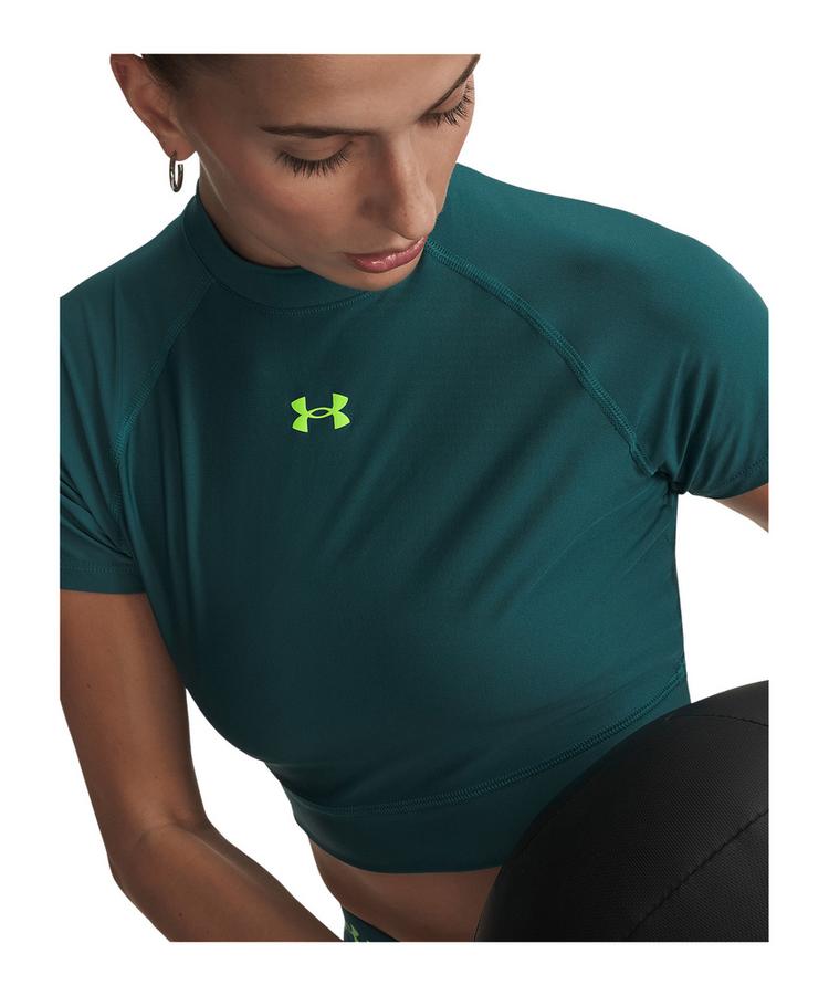 Under Armour Under Armour HeatGear Crop Mock Damen Laufshirt Damen - gruen - 0 | SportScheck