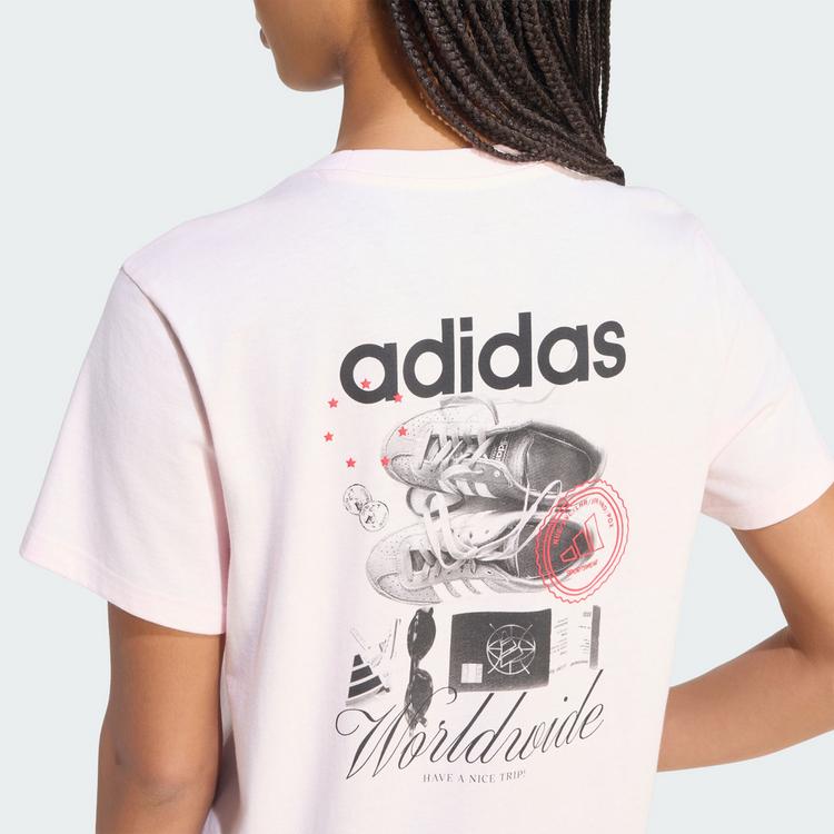 adidas adidas TRAVEL GRAFIK T-SHIRT; LOCKER T-Shirt Damen - Distilled Pink - 1 | SportScheck