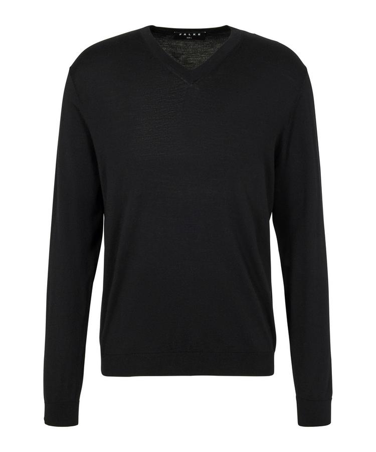 Falke Falke Merino Ultrafine V-Neck Strickpullover Herren - black (3000) - 0 | SportScheck