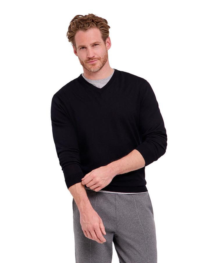 Falke Falke Merino Ultrafine V-Neck Strickpullover Herren - black (3000) - 0 | SportScheck