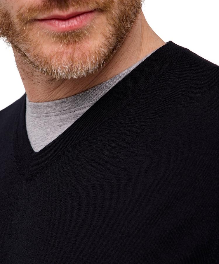 Falke Falke Merino Ultrafine V-Neck Strickpullover Herren - black (3000) - 3 | SportScheck