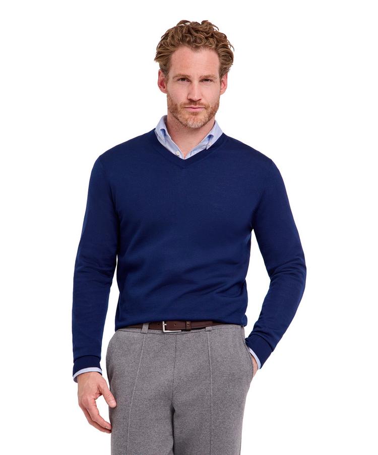 Falke Falke Merino Ultrafine V-Neck Strickpullover Herren - space blue (6116) - 0 | SportScheck