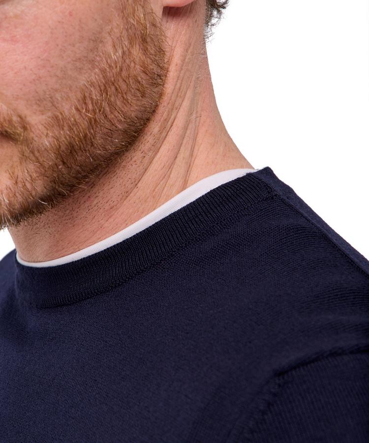Falke Falke Merino X-Fine Crew Neck Strickpullover Herren - night sky (6437) - 4 | SportScheck