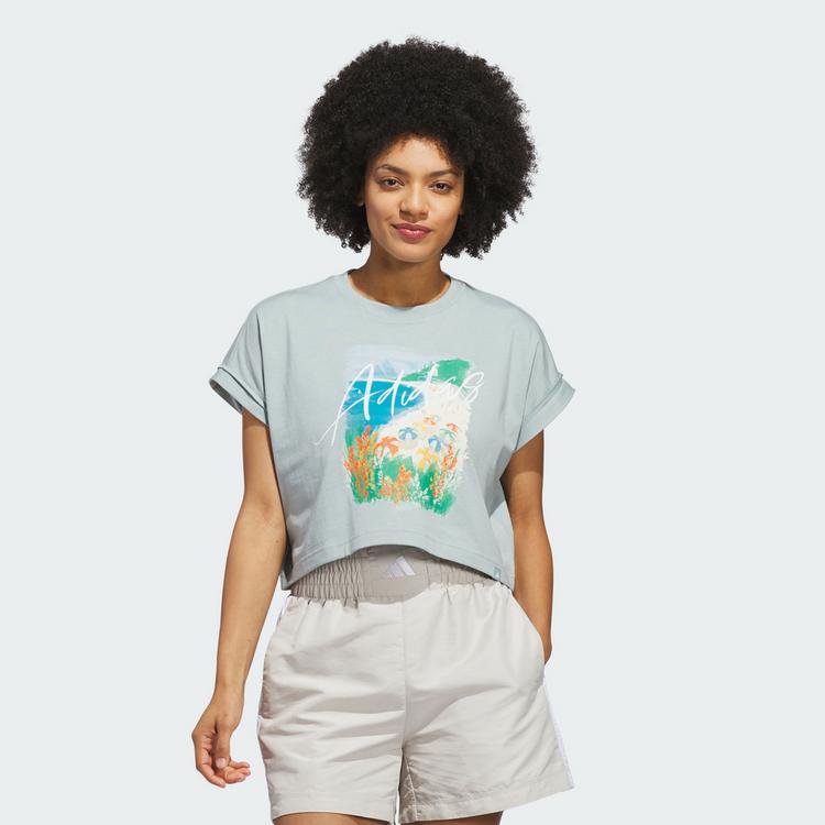 adidas adidas SUMMER ROMANCE GRAPHIC T-SHIRT T-Shirt Damen - Wonder Sage - 0 | SportScheck