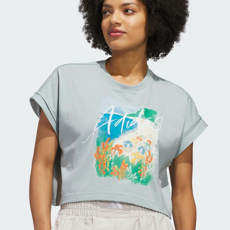 adidas adidas SUMMER ROMANCE GRAPHIC T-SHIRT T-Shirt Damen - Wonder Sage - 0 | SportScheck