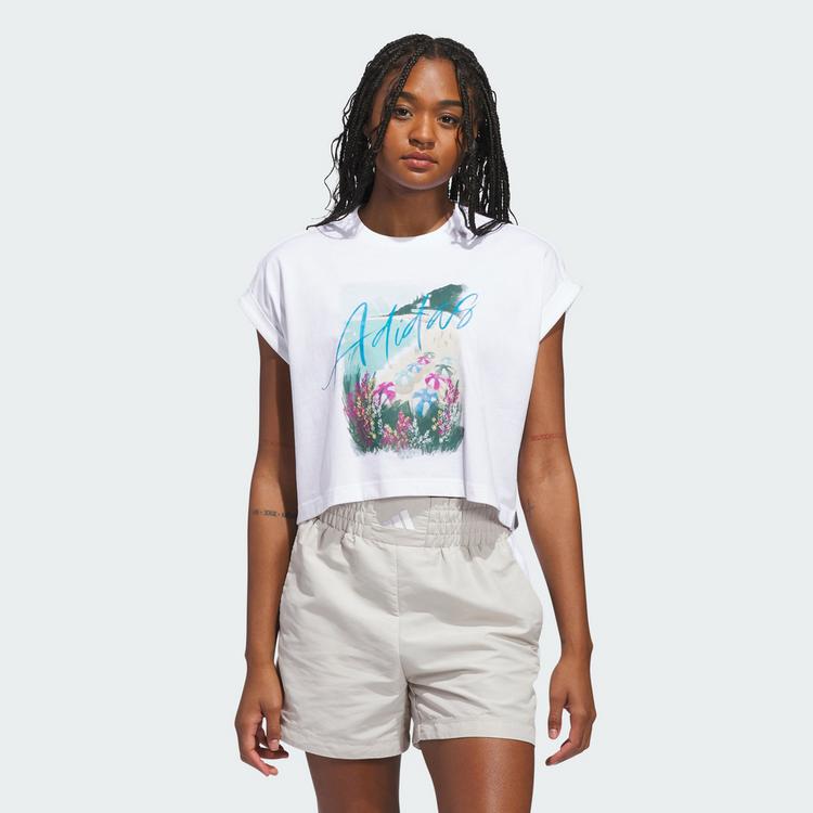 adidas adidas SUMMER ROMANCE GRAPHIC T-SHIRT T-Shirt Damen - White - 0 | SportScheck