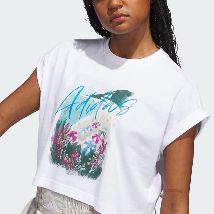 adidas adidas SUMMER ROMANCE GRAPHIC T-SHIRT T-Shirt Damen - White - 0 | SportScheck