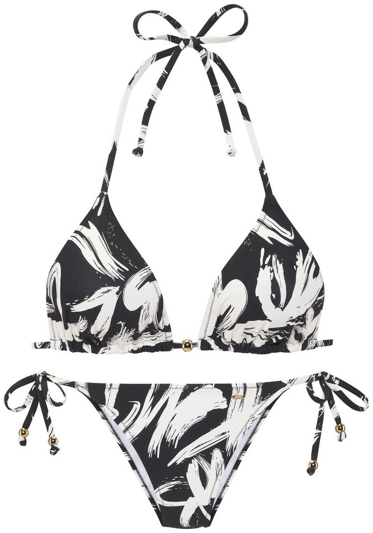 FRENCH CONNECTION FRENCH CONNECTION Triangel-Bikini Bikini Set Damen - schwarz-creme bedruckt - 0 | SportScheck