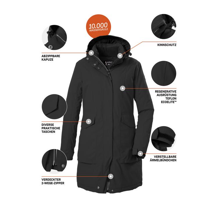 KILLTEC KILLTEC Damen Funktionsparka Funktionsmantel Damen - Schwarz0110 - 8 | SportScheck