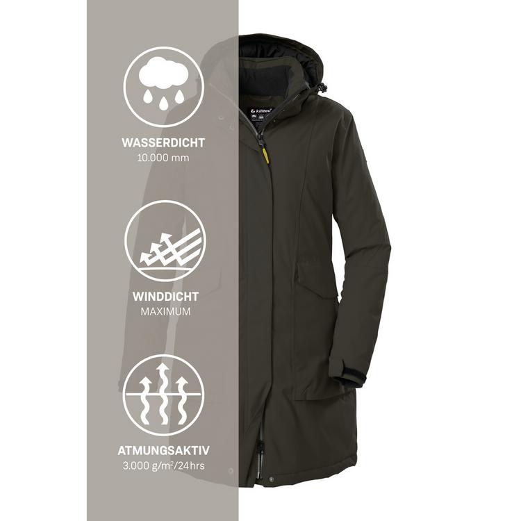 KILLTEC KILLTEC Damen Funktionsparka Funktionsmantel Damen - Dunkeloliv111 - 9 | SportScheck