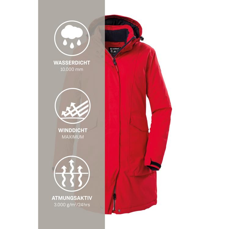 KILLTEC KILLTEC Damen Funktionsparka Funktionsmantel Damen - Rot459 - 9 | SportScheck