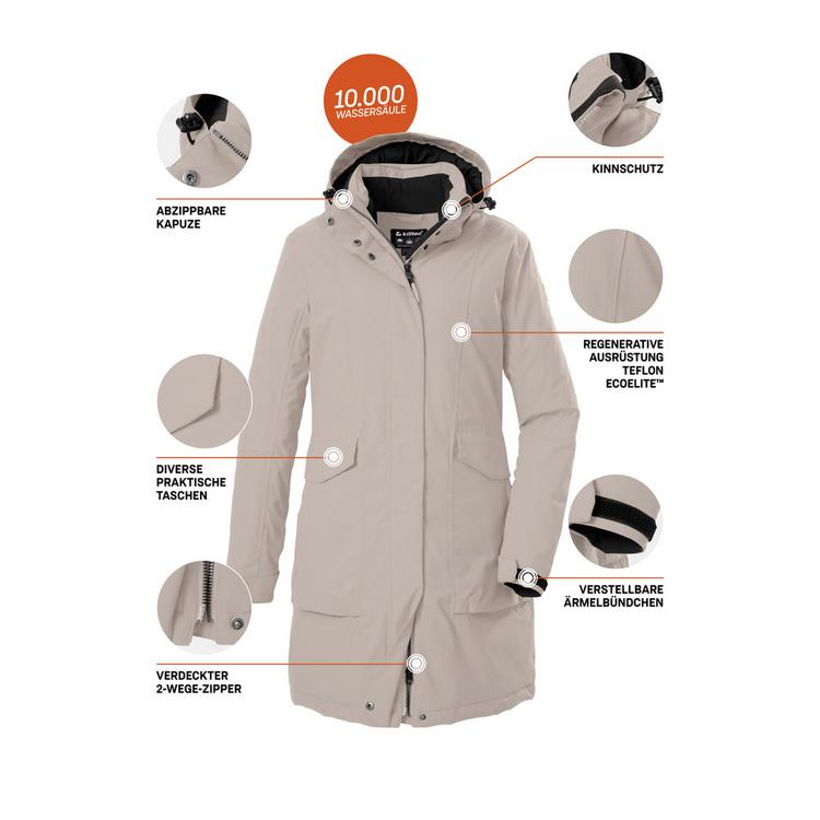 KILLTEC KILLTEC Damen Funktionsparka Funktionsmantel Damen - Sand8110 - 8 | SportScheck