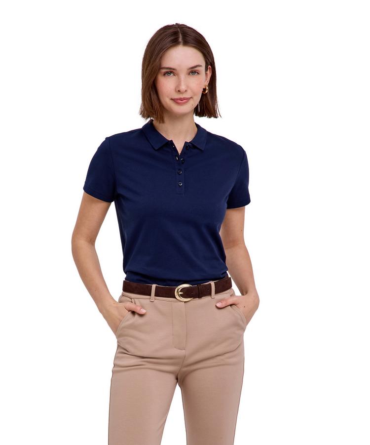 Falke Falke Pima Piqu&eacute; Polo Poloshirt Damen - space blue (6116) - 0 | SportScheck