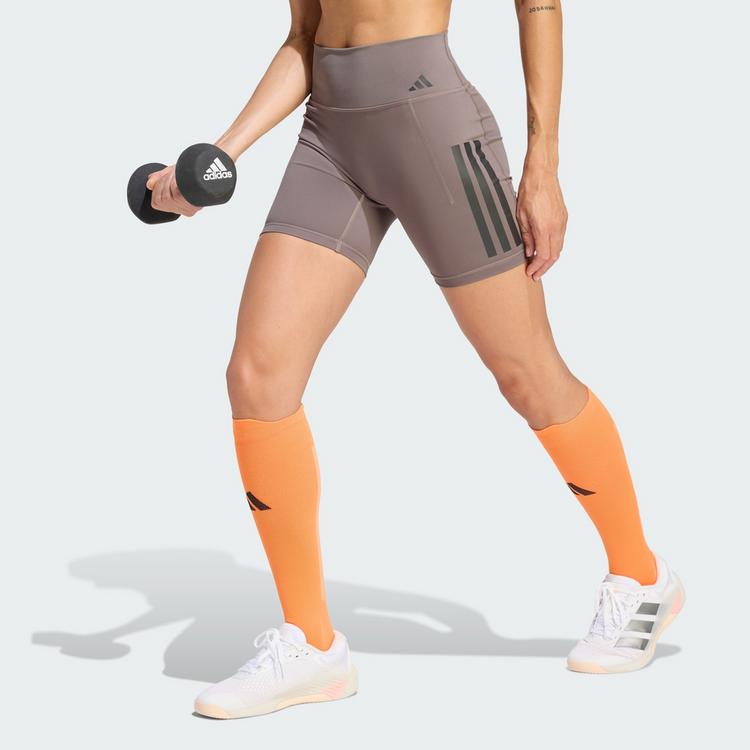 adidas adidas Optime Workout 3-Streifen kurze Leggings Tights Damen - Charcoal - 0 | SportScheck
