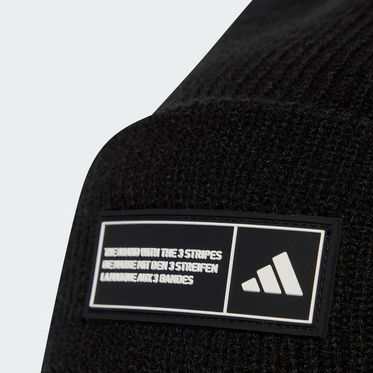 adidas adidas ESSENTIALS LABEL BEANIE MIT UMSCHLAG Beanie - Black / White - 0 | SportScheck