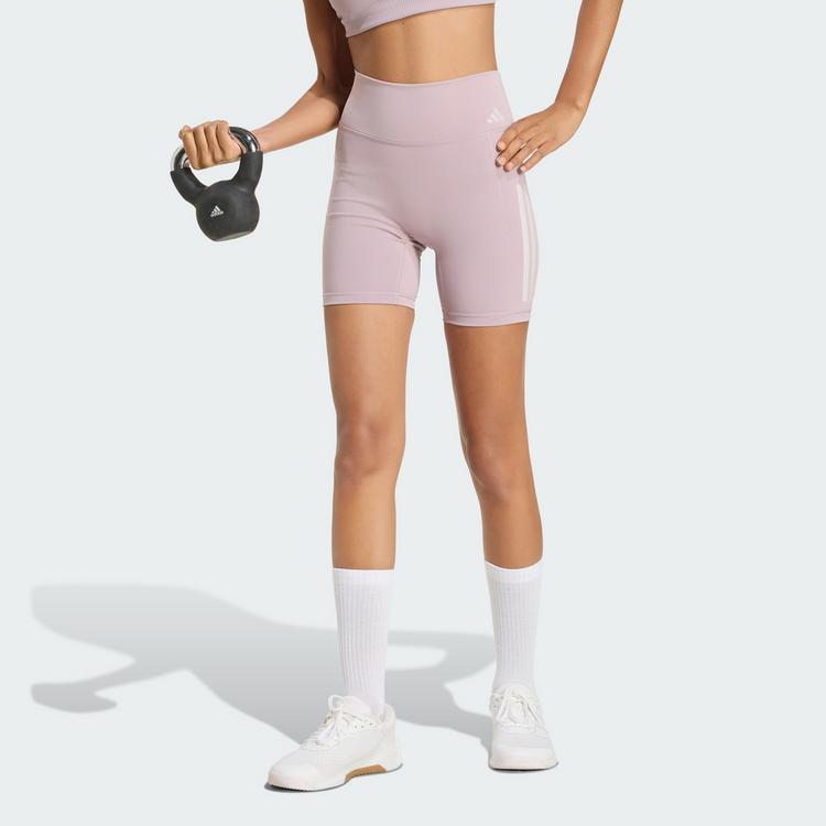 adidas adidas Optime Workout 3-Streifen kurze Leggings Tights Damen - Preloved Fig - 0 | SportScheck