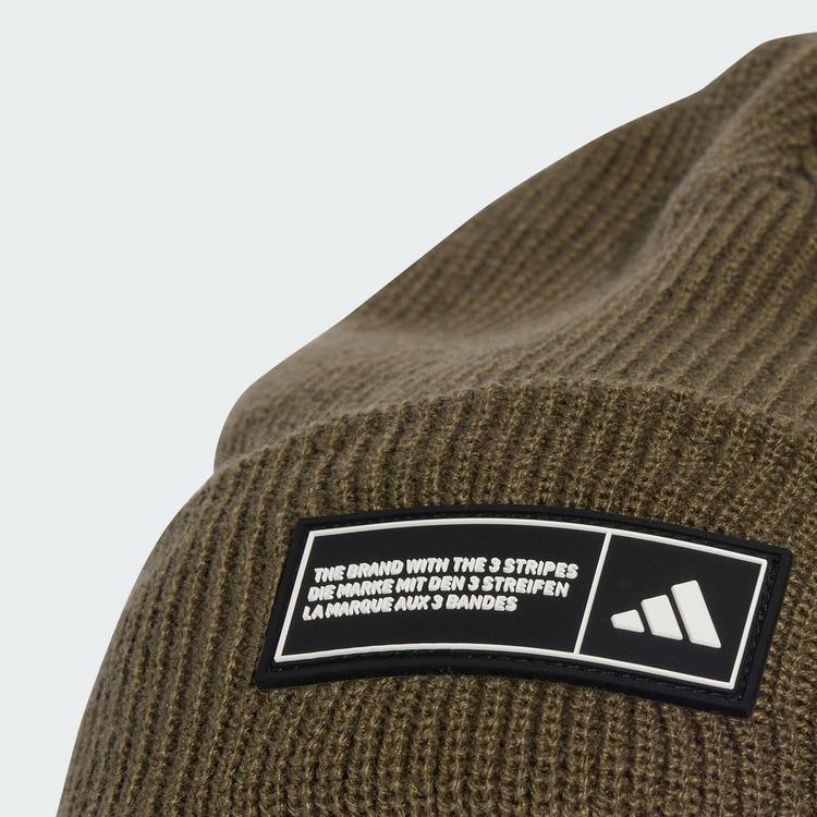 adidas adidas ESSENTIALS LABEL BEANIE MIT UMSCHLAG Beanie - Olive Strata / White - 0 | SportScheck