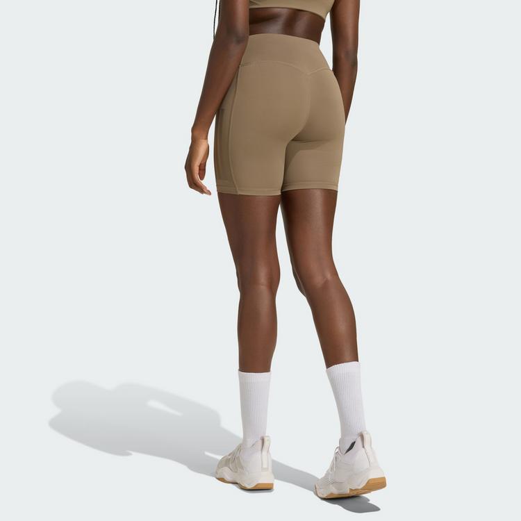 adidas adidas Optime Workout 3-Streifen kurze Leggings Tights Damen - Khaki Six - 1 | SportScheck